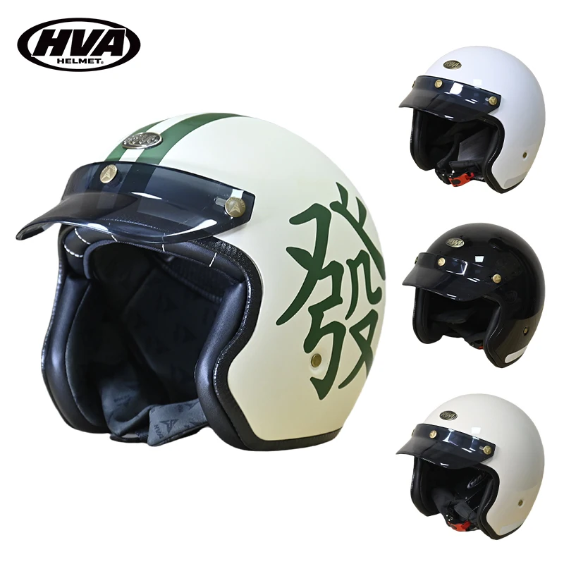 HVA 3/4 Retro Helmet Motorcycle Opening Vintage Motorcycle Helmet for Men & Women Classic Retro Open Face Design