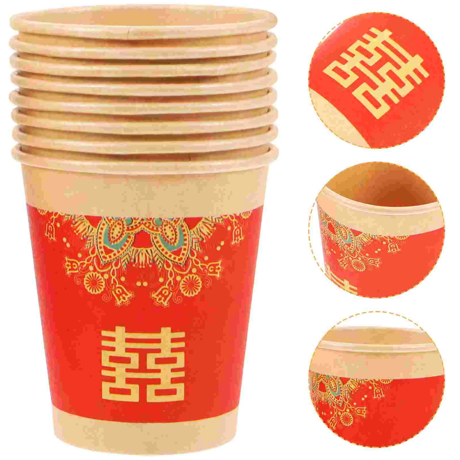 Red Xi Paper Cups Wedding Disposable Cups Banquet Serving Party Food Grade Beverage Kitchen Dining Bar 50pcs disposable paper cups