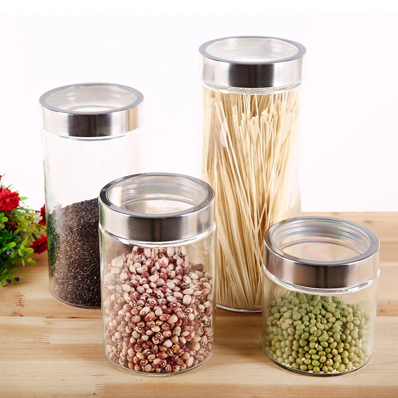 Criativo selado frasco de grãos de vidro doces caixa de armazenamento de alimentos transparente selado café chá jar utensílios de cozinha recipiente de comida decoração