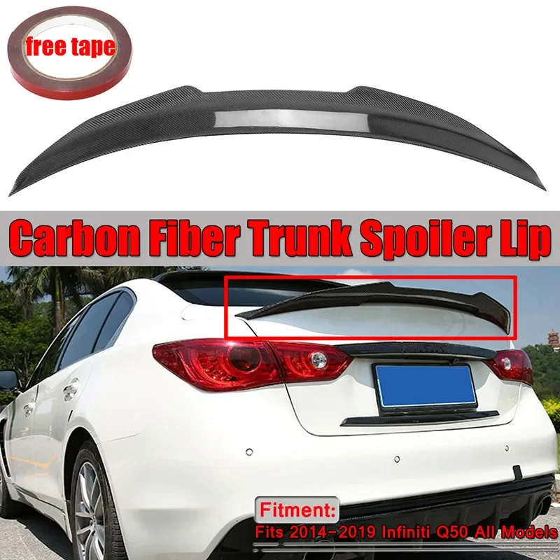 

PSM Style Real Carbon Fiber Duckbill Car Rear Trunk Wing Lip Big For Infiniti Q50 PSM Style 2014-2019 Wing Spoiler Exterior Part