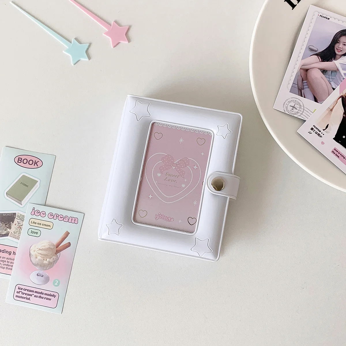 INS Koreanische Mode Einfarbig Stern Transparent Druckknopf Karte Album Nette Mädchen Idols 3 Zoll Foto Lagerung Album Polaroid rahmen – Detail 10