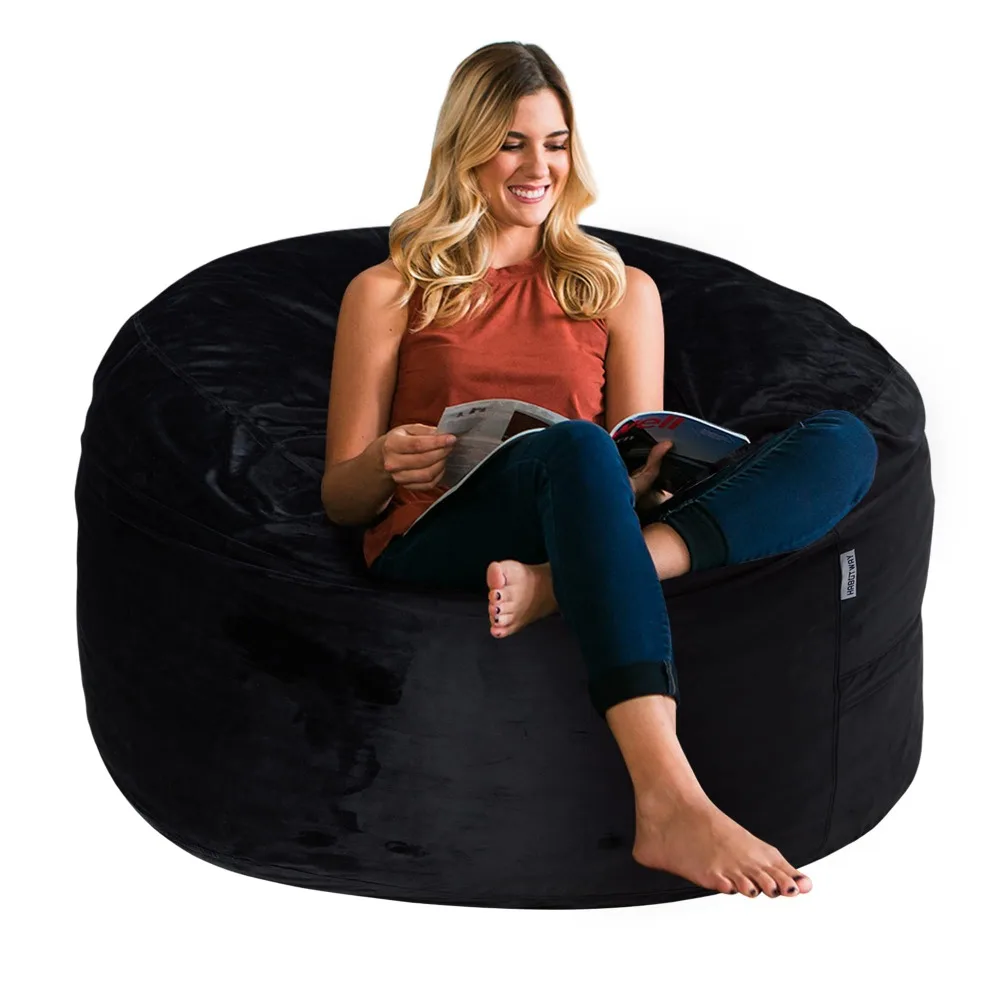 

2023 New Memory Foam Bean Bag Chairs for Adults Plush Lazy Sofa with Fluffy Removable Sponge