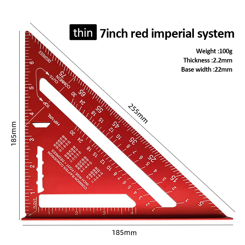 7'' /12" Measurement Tool Aluminium Alloy Carpenter Set Triangle Ruler Protractor for Woodworking and Carpentry Metric/Imperial