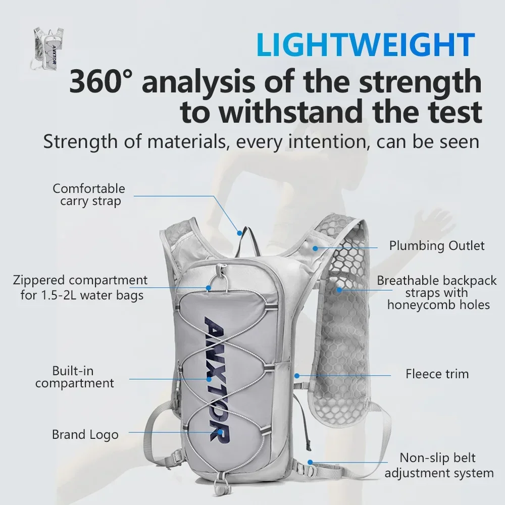Trail Running-ultra-light 5L Backpack Running Hydration Vest Marathon Can be used with 1.5L 500ML water bag