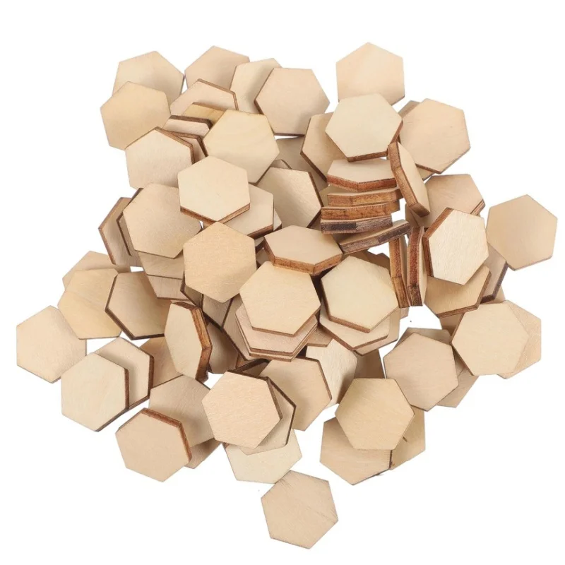 1-3cm 미완성 육각형 나무 조각 빈 나무 육각형 모양 컷아웃 천연 나무 타일 ..