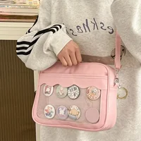 Japanese Harajuku Ita Bag for Women PU Transparent Pocket Itabag High School Girls Uniform JK Crossbody Shoulder Bag Handbags - Image 2