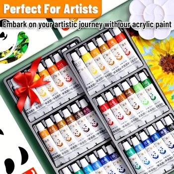 Set di Colori Acrilici Impermeabili - 12/18/24 Colori Vibranti, Tubetti Mini da 5ml, Kit Artistico Non Tossico e Portatile per Fai da Te, Tela, Roc