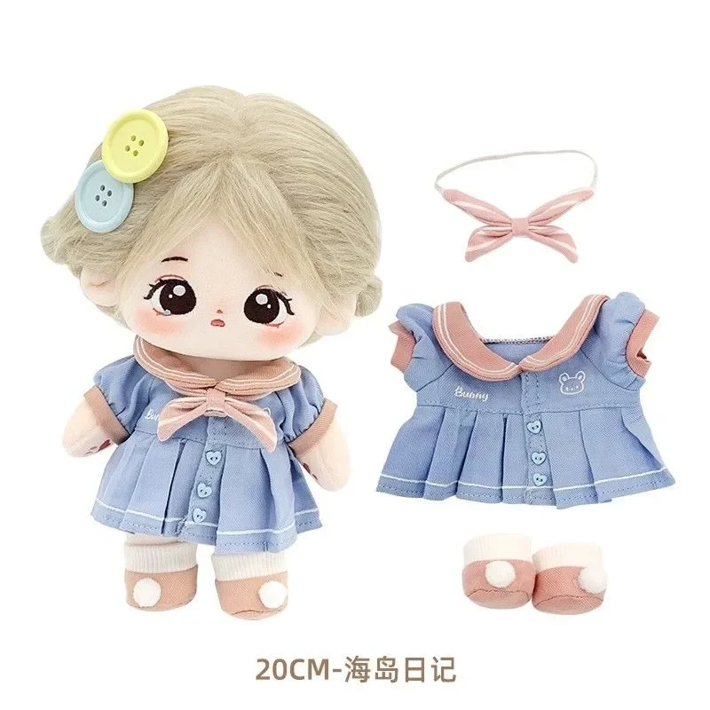 20cm Island Diary Cute Sweet Summer Sailor Suit Clothes Bowknot Dress Girl Plush Doll Outfit Costume Cosplay Kawaii Gift 5
