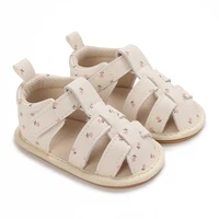 Infant Baby Shoes Girl Shoes New Summer Girl Sandals PU Leather Floral Rubber Sole Anti-Slip Newborn First Walker Crib Shoes 2