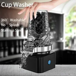 Automatic Glass Rinser Powerful Cup Washer,304 Stainless Steel Washer Bottle Cleaner for Kitchen Sink Stainless Steel with Brush