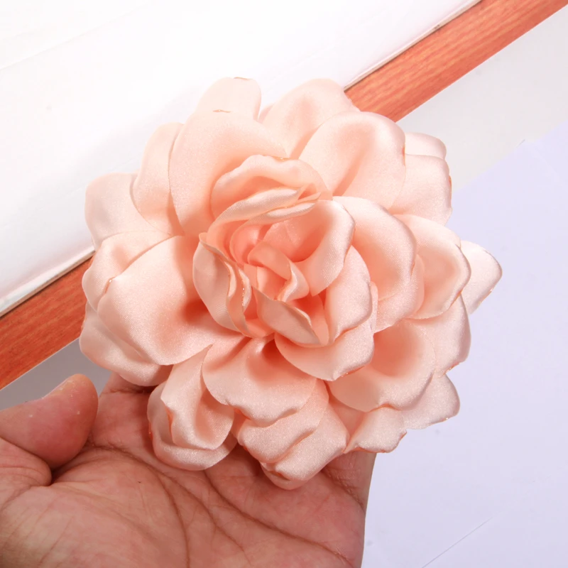 Artificial Flowers Artificial Flower 5Pcs 12cm 4.6" Satin Burned Edge Fabric Artificial Flowers for Wedding Dress Decoration Lace Multilayer Making Accessories Silk