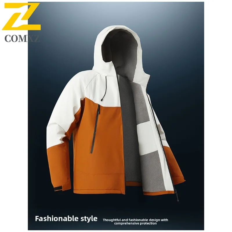 COMXZ High Quality Men Jacket Hooded Outdoor Adventure Multi-Function Parka Leisure Travel Cold Resistant Winter Zipper Coat