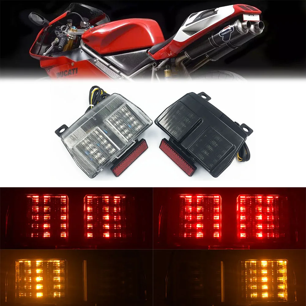 

Фонарь задний для Ducati 748 916 996 998 1994-2003, Встроенный сигнал поворота мотоцикла, фонарь заднего стоп-сигнала