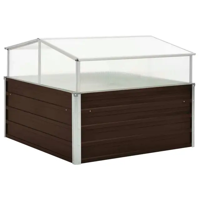 Galvanized Steel Greenhouse 100x100x85 cm - Durable Brown Garden Structure