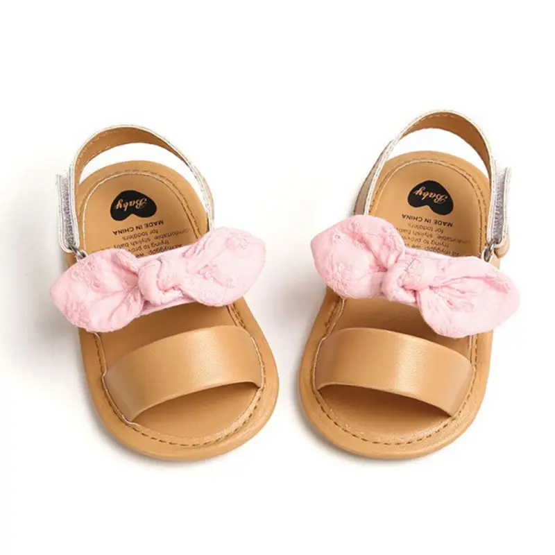 0-18M Fashion Newborn Baby Girls Sandals Princess Shoes Infant Bowknot Toddler Summer Sandals PU Non-slip Shoes 4