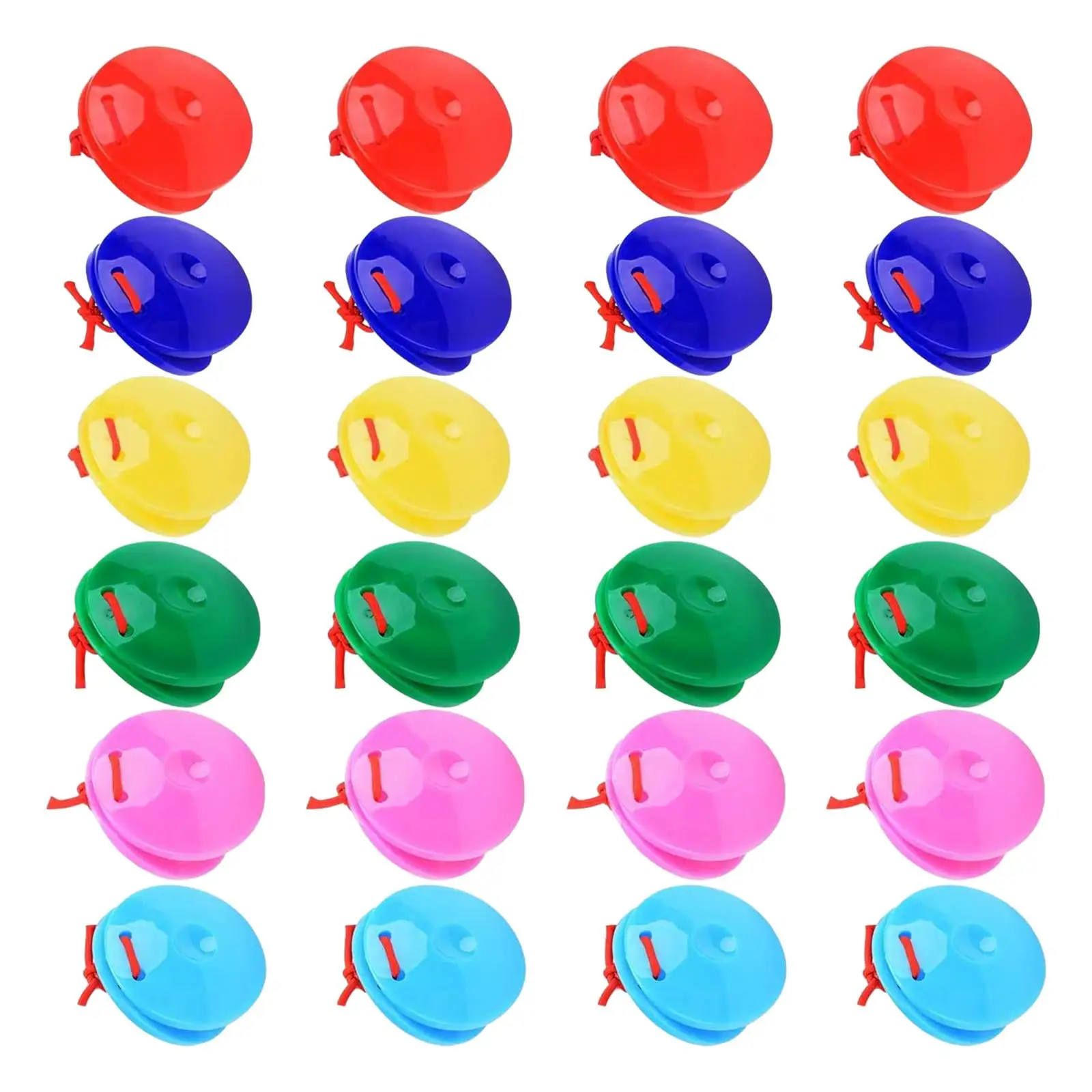 24Pcs Wooden Castanets Preschool Musical Toys Colorful Musical Castanets Rhythm Toys for Kids Baby Children Boys Girls Party