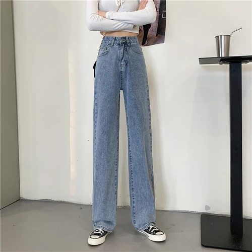 흰색 청바지 여성 여름 넓은 다리 바지 봄과 가을 2023 새로운 높은 허리 스트레이트 느슨한화물 긴 바지 슬리밍 3