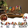Stained Glass Birds On Branch Desktop Ornaments,Double Sided Multicolor Style Birds Colors Ornaments 5
