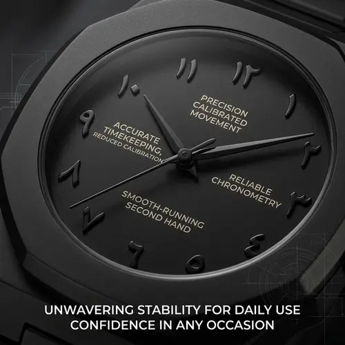 1pc All-Black Metal Chain Watch with Octagonal Bezel, Unique Markings, Simple and Stylish, Unisex, Trendy and Versatile - Image 5