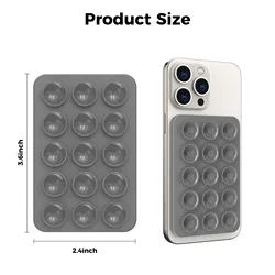 Magnetic Silicone Suction Card Holder with Adhesive Backing (GRAY)