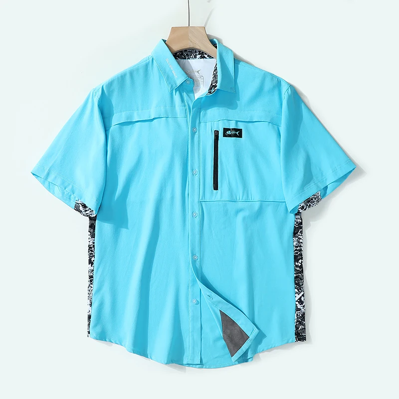 Fishing Shirts Men Short Sleeve Uv Protection Mens Outdoor Breathable Quick Dry Fishing Clothing Man Shirts Plus Size