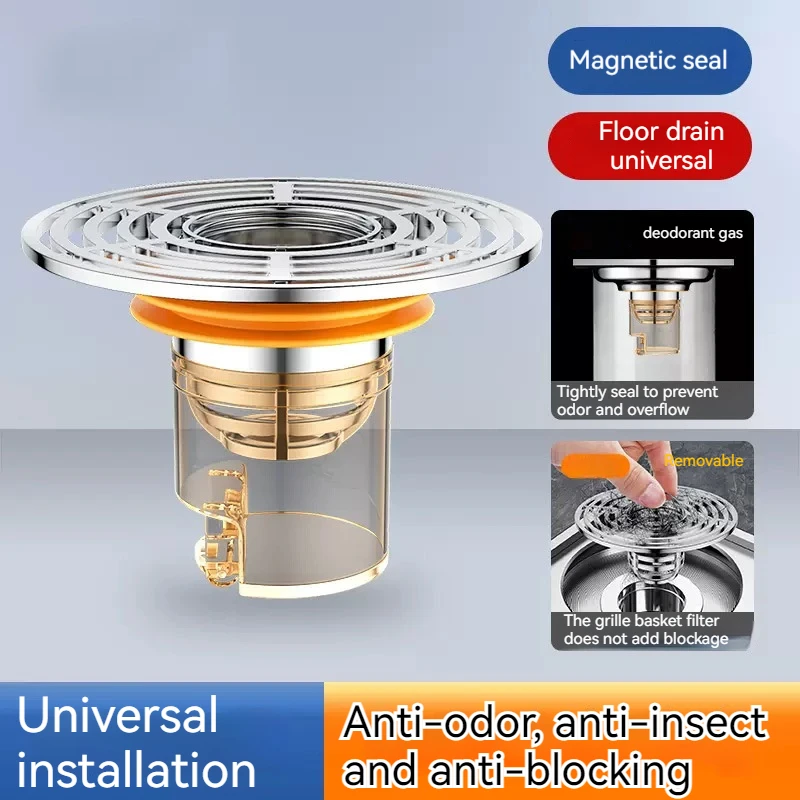 

Magnetic Self-Closing Shower Drain Anti Smelll Bathroom Toilet Sewer Odor and Insect Proof Shower Sink Strainer