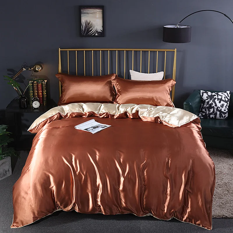 High Quality Mulberry Silk Bedding Set Satin High-end Satins Luxury Bedding Sets 4 Pcs Solid Color 100% Silk Duvet Cover Bed Set 