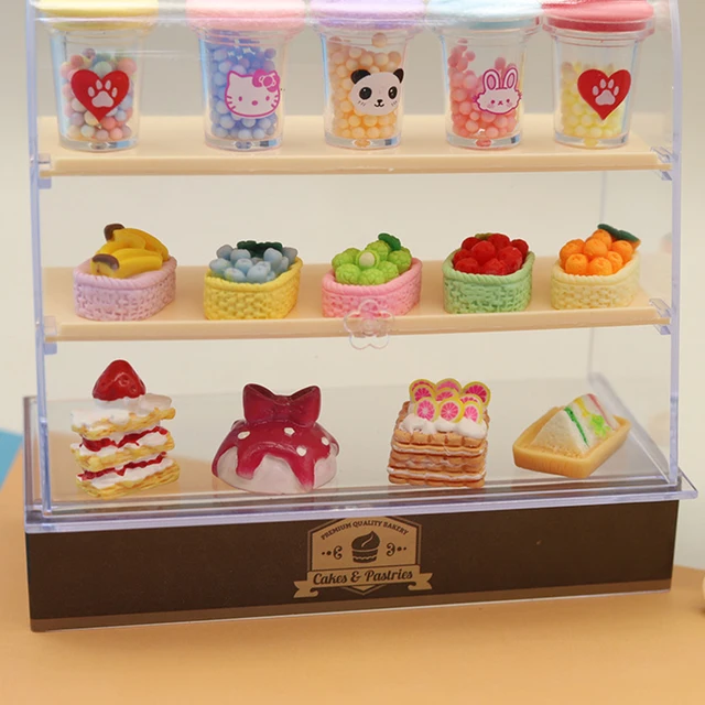 ミニチュアベーカリーケース、ドールハウスベーカリーディスプレイ 