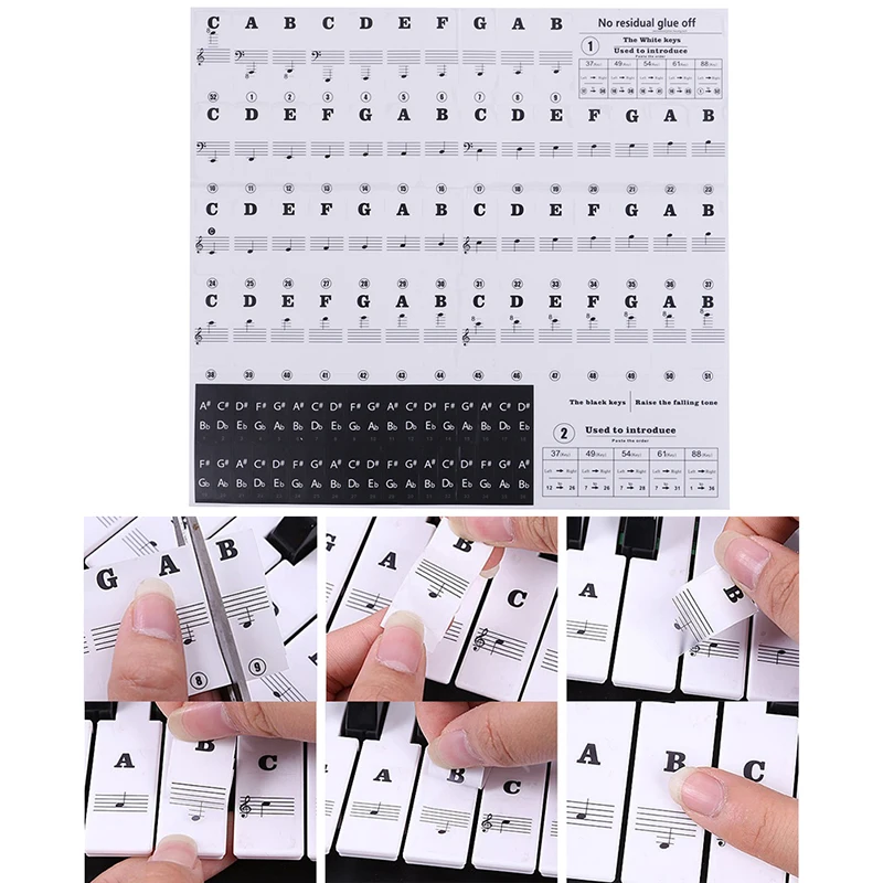 54 61 88 Keys Electronic Piano Keyboard Sound Name Stickers Key Sticker piano keyboard stickers