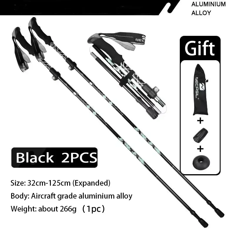 Set of 2 Ultra-Light Foldable Trekking Poles for Outdoor Camping and Hiking
