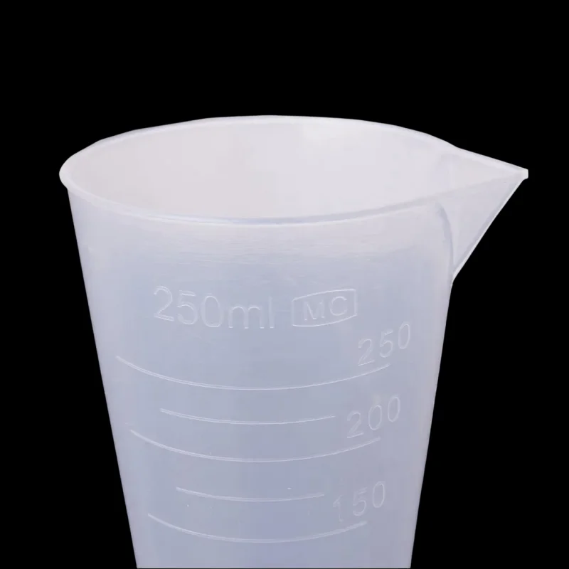 5 pcs/lot 250ml Capacity Clear graduated plastic Conica Measuring cup PP cylinder Plastic Beaker of Laboratory supplies
