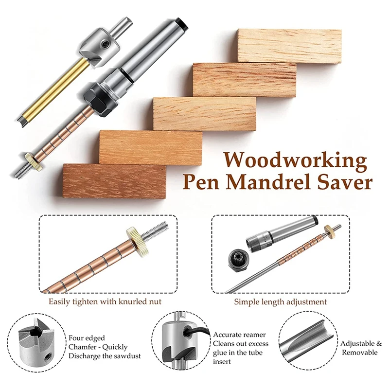 Woodworking Mandrel System Turn Between Centers Mandrel System #2MT For Woodworking - Pen Turning Tool Bundle Lathe Turning Accessories - View #13