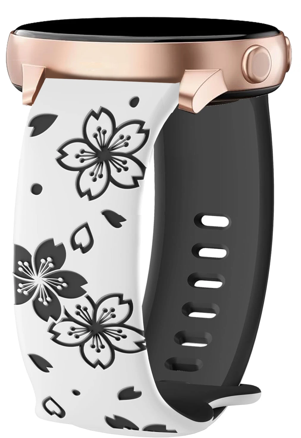 Two-Tone Engraved Silicone Watch Band Strap