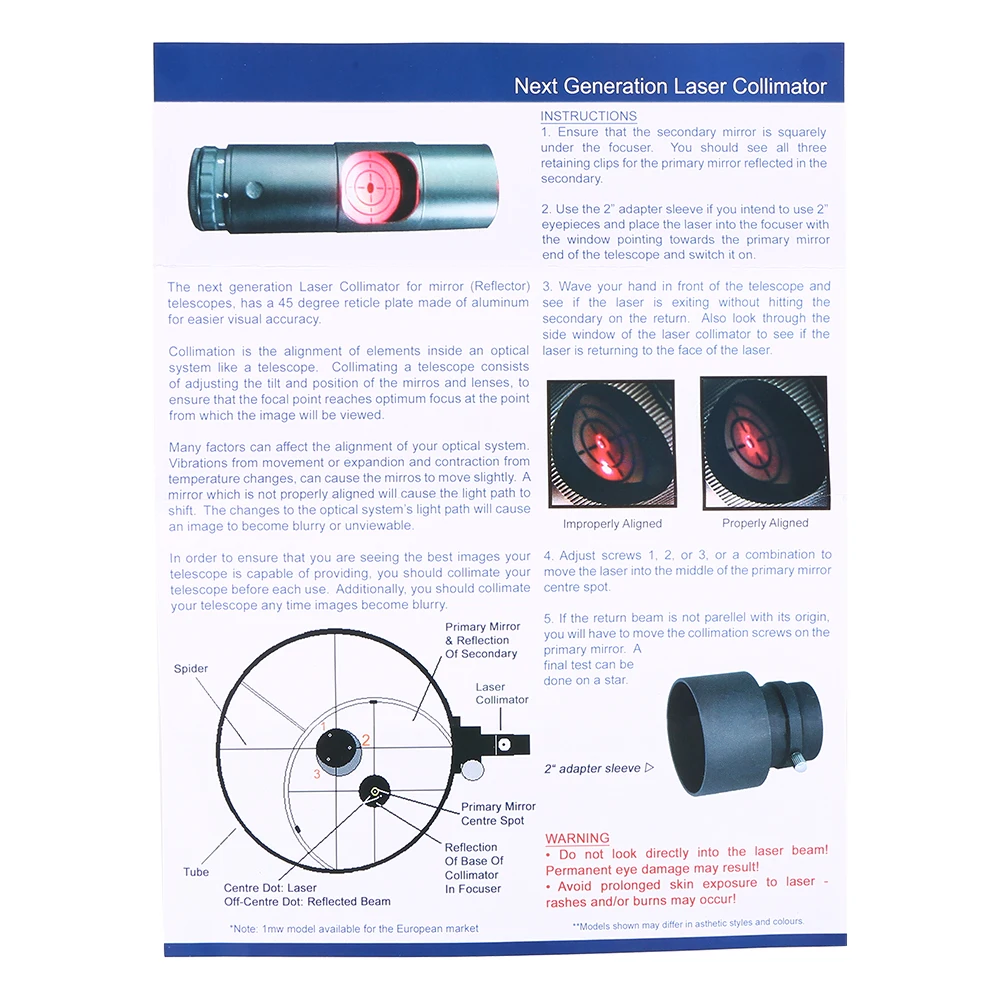 KKMOON 1.25IN Telescope Collimator Adapter Reflector Telescope SCA Laser Collimation 7 Brightness Level Astronomical Telescope 6