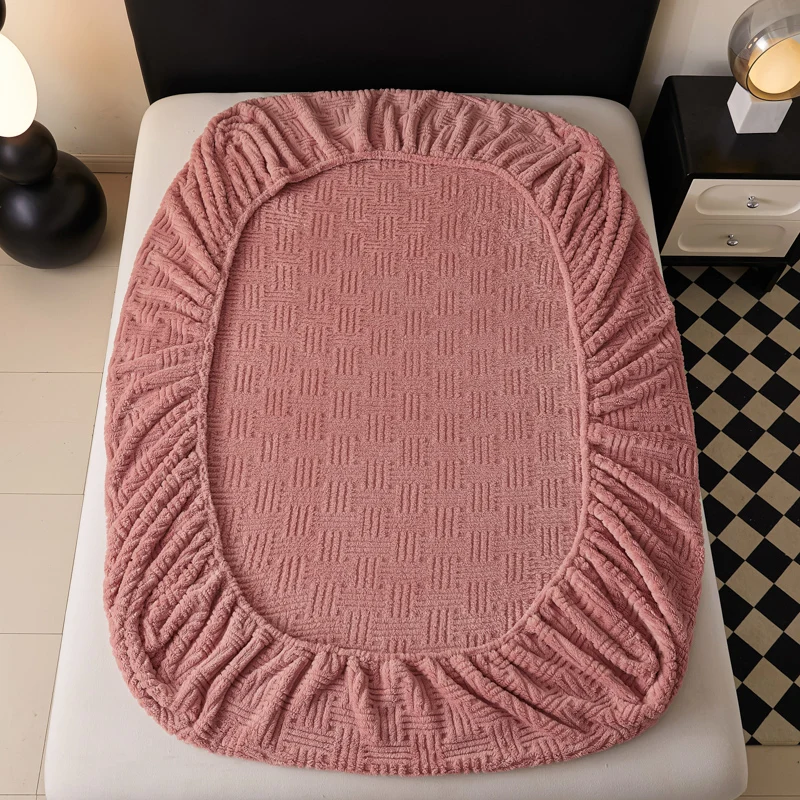 1pc Jacquard Spannbetttuch Geprägte Samt Matratzenbezug Weiche Winter Wärme Bettwäsche Europäischen Hause Matratze Schutz Bettdecke – Detail 27