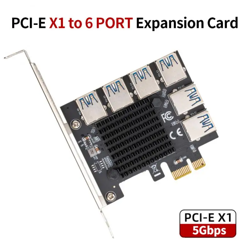 

Адаптер PCI-E-PCI-E 4X 1, специальный переходник с 1x на 6x, USB 3,0, PCIe, преобразователь для майнера BTC