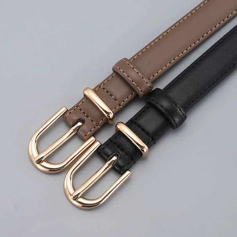 

Women's Thin Leather Belt Personalized Alloy Buckle Simple Fashion High Quality Waistband Decorate Belt with Jeans Coat