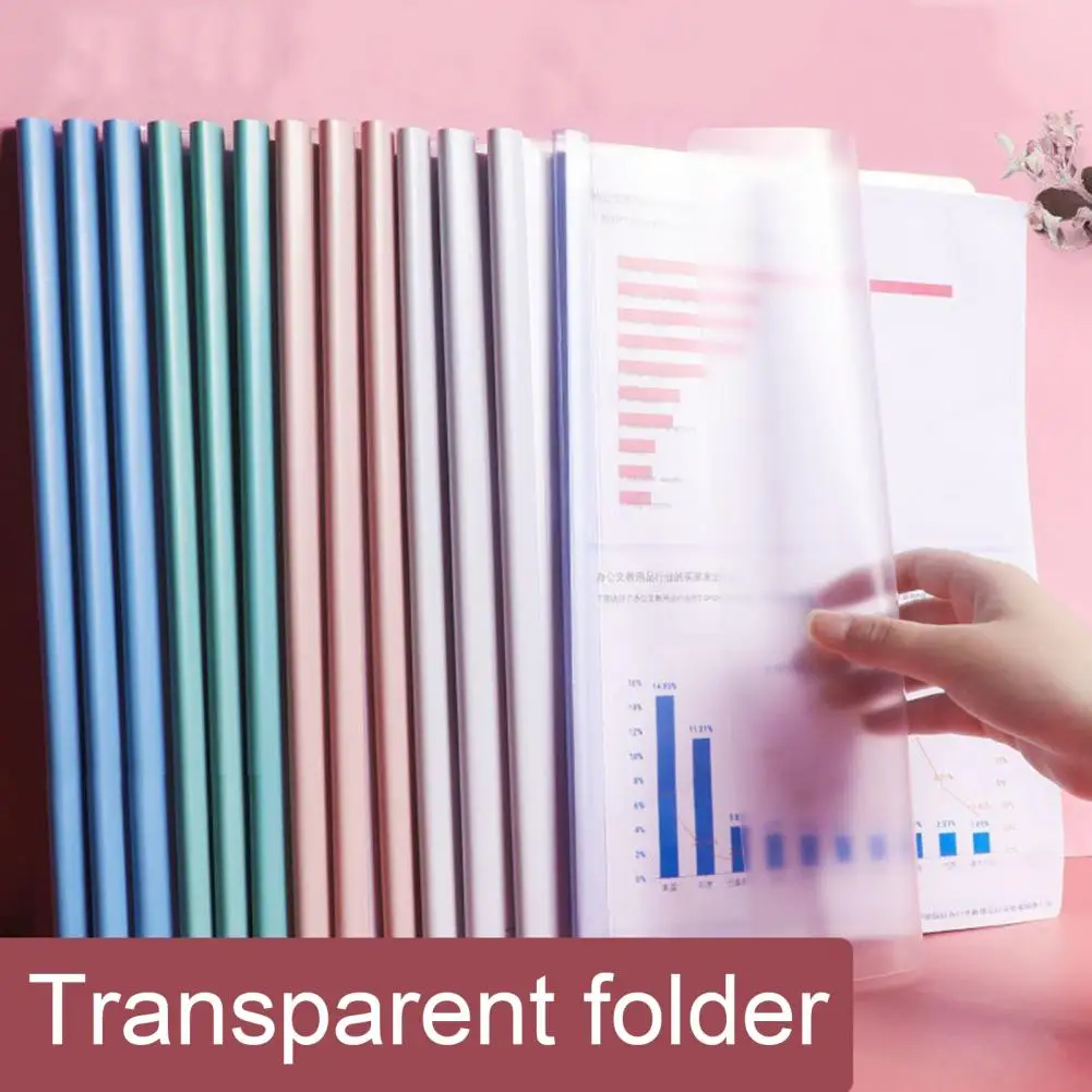 10Pcs Clear Report Covers with Sliding Bar A4/Letter Paper No Punching Required Thickened Drawbar Folder for Documents