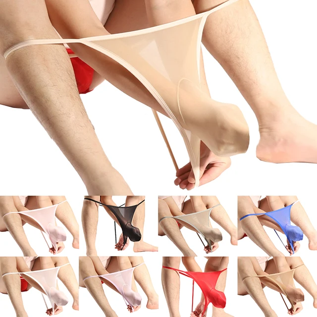Sexy Men's Thongs Seamless Sheer Men Bulge Pouch Briefs Stretch Pantyhose Panties Transparent Underwear Pump Man Thong - Image 2