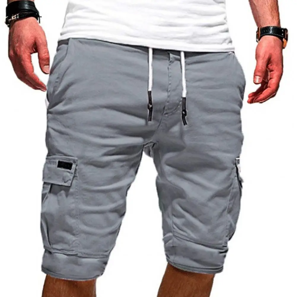 2025 Men Outdoor Cargo Shorts Solid Color Multi Pockets Men Loose Drawstring Shorts For Jogging Summer Short Casual Pants 5