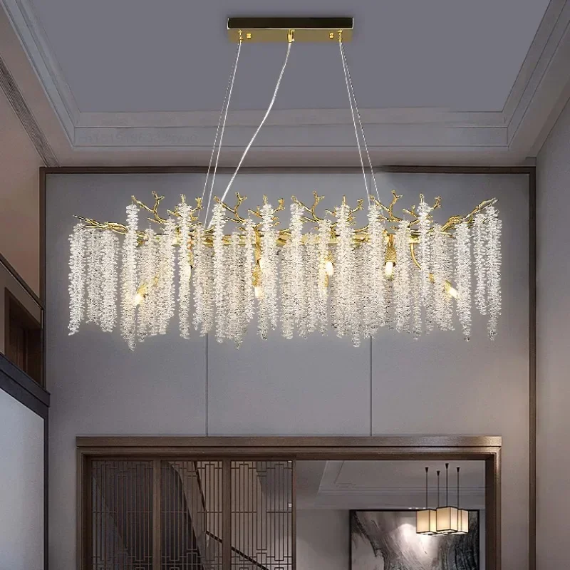 Lustre-en-cristal-dor-avec-branche-long-moderne-luxe-plafond-cuisine ...