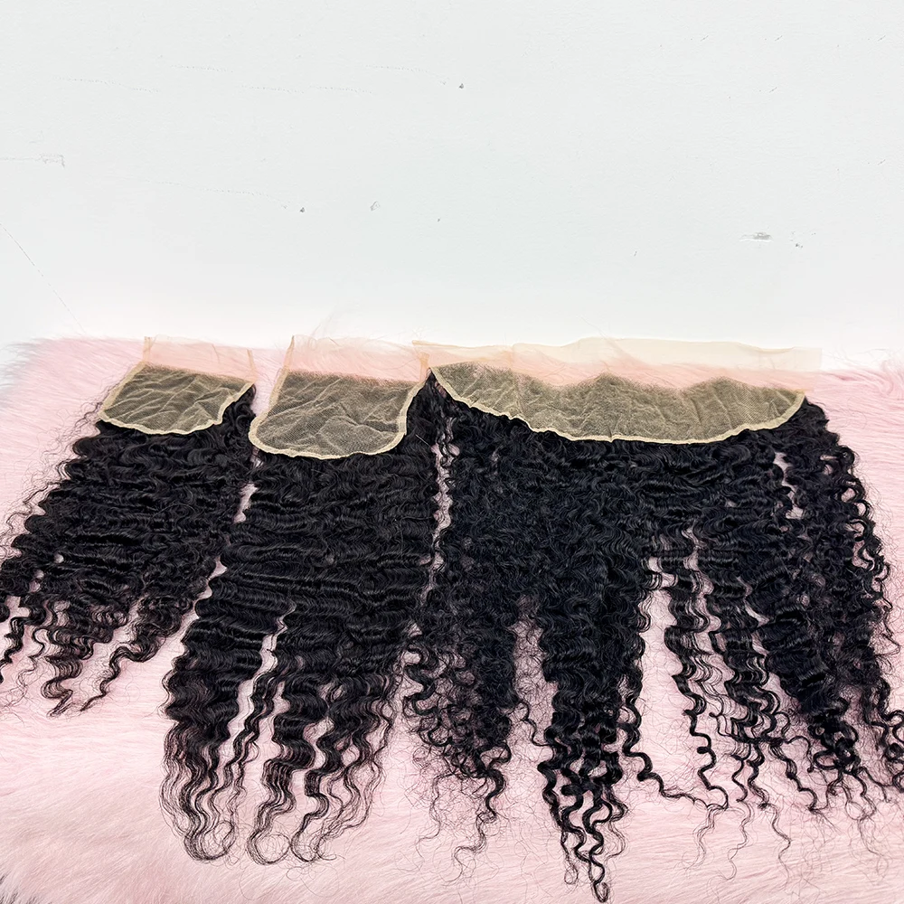 Super Double Drawn Burmese Curly Hair Bundles Full Thick Hair End Extensions with Lace Closure Frontal  4x4 5x5 13x4 Lace