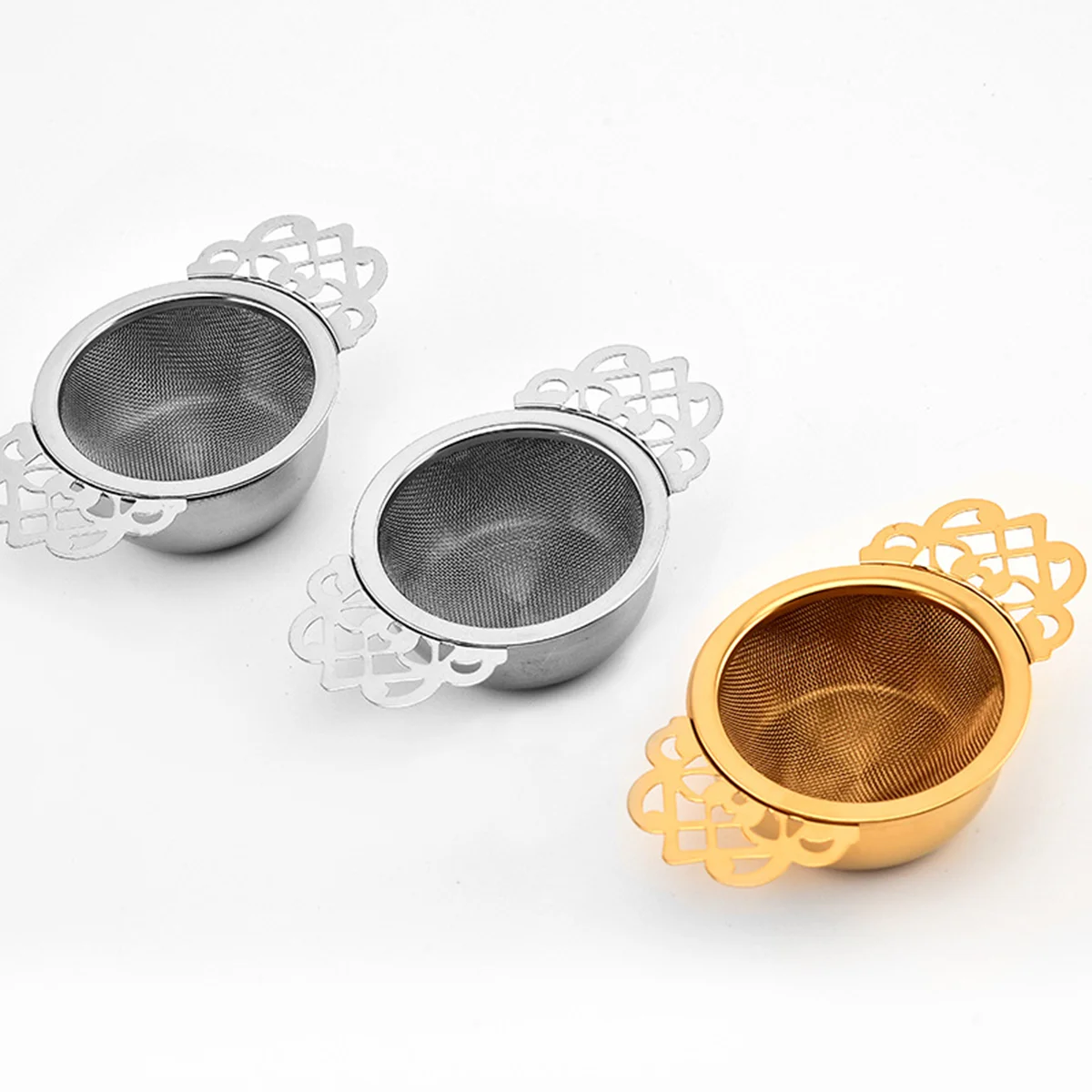

2pcs Tea Strainer Durable Tea Filter Stainless Steel Tea Strainer Tea Infuser Filter for Home Tea House (Silver+ Golden)