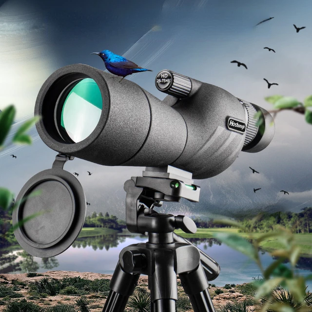 Telescopio Monocular De Caza Con Zoom Hd, Monocular Impermeable Con  Adaptador Universal Para Teléfono, Montaje De Trípode, Óptica, 25-75x70 -  Prismáticos - AliExpress