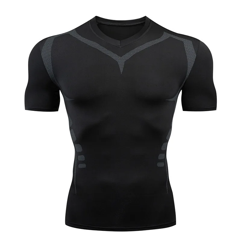 Men Short Sleeve Rash Guard Compression Shirts Quick Dry Fitness Cycling Running T-Shirt Workout Training Underwear Gym Clothing 3