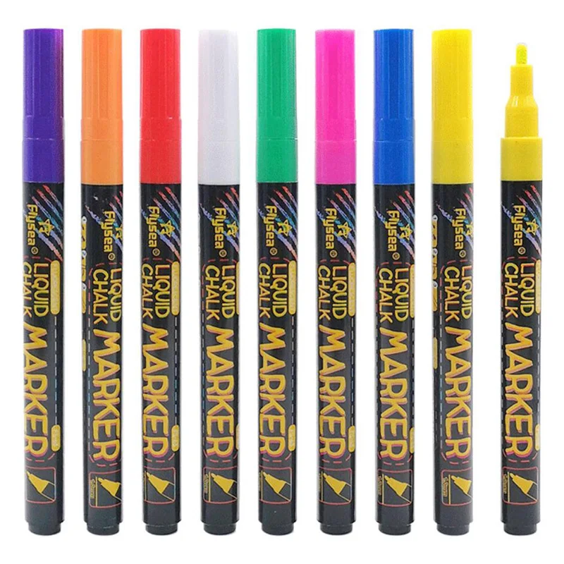 

8 colors Fine Tip Chalk Markers Chalk Pens - Dry Erase Marker Pens for Blackboard, Chalkboards Signs, Windows, Bistro - 1mm