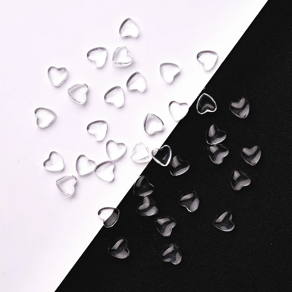 100pcs 3D Transparent Love Heart Charms For Nail Art Decoration Clear Resin Nail Charms Rhinestone Jewelry for Manicure Access