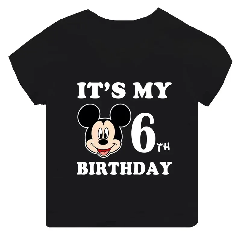 thumbnail image 1 of Ropa infantil con estampado de Mickey Mouse de Disney, es mi cumpleaños de 1, 2, 3, 4, 5, 6, 7, 8 y 9 años, camisetas para niños y niñas, lindas camisetas para bebés y niños, 1 of 5