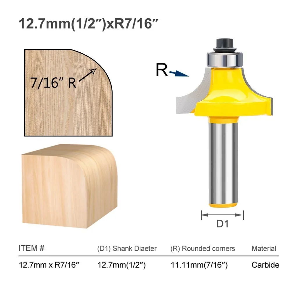 Premium Corner Round Over Edging Router Bit for Woodworking - 1/2 Inch Shank