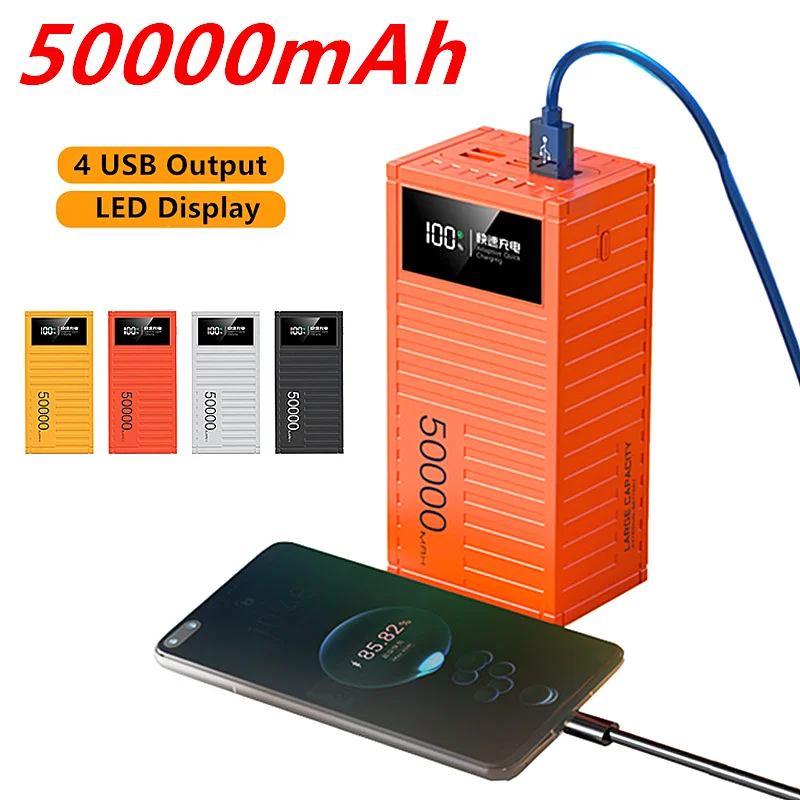 

50000mAh High Capacity Power Bank for Mobile PC Fast Charging USB Charger Camping Emergency Power Supply